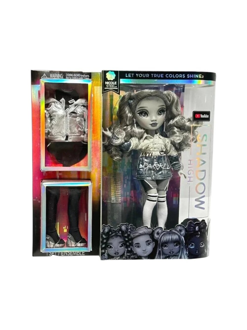 MGA Shadow  High Nicole Steele Grayscale with Two Outfits Rainbow High‎ New